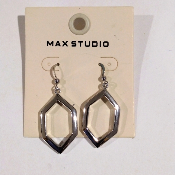 Elegant Silver tone Hexagon Shaped Drop Dangle Earrings, Women's Fashion Jewelry - Picture 3 of 8